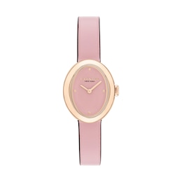 Ladies’ Coach Sammy Rose-Tone IP Pink Leather Strap Watch with Oval Pink Dial (Model: 14504423)