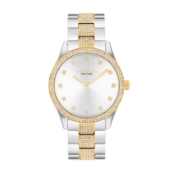 Unisex Coach Brooks Crystal Accent Two-Tone IP Watch with Silver-Tone Dial (Model: 14400034)