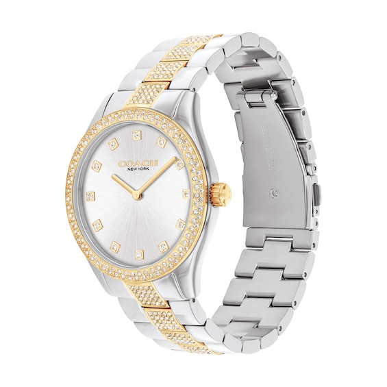 Unisex Coach Brooks Crystal Accent Two-Tone IP Watch with Silver-Tone Dial (Model: 14400034)