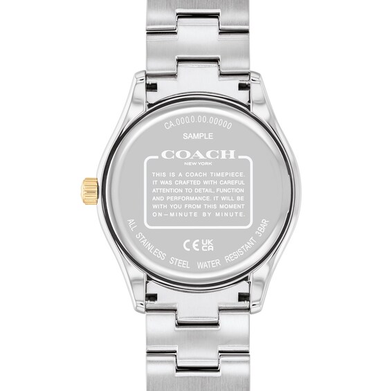 Unisex Coach Brooks Crystal Accent Two-Tone IP Watch with Silver-Tone Dial (Model: 14400034)