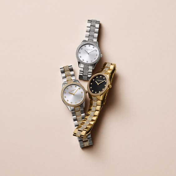 Unisex Coach Brooks Crystal Accent Two-Tone IP Watch with Silver-Tone Dial (Model: 14400034)