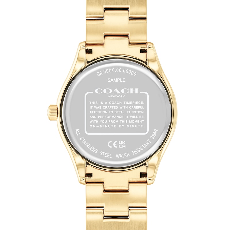 Main Image 3 of Unisex Coach Brooks Crystal Accent Gold-Tone IP Watch with Black Dial (Model: 14400035)