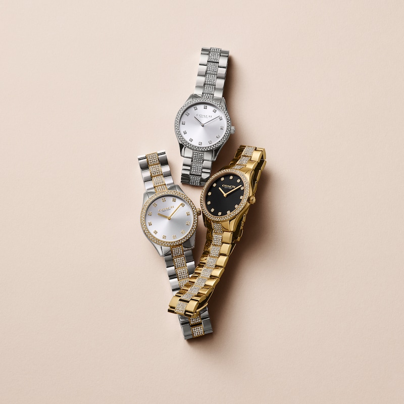 Main Image 4 of Unisex Coach Brooks Crystal Accent Gold-Tone IP Watch with Black Dial (Model: 14400035)
