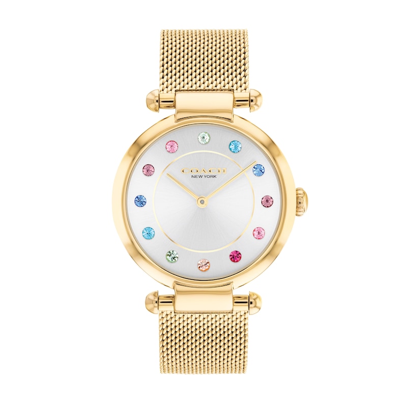 Main Image 2 of Ladies’ Coach Cary Multi-Color Crystal Gond-Tone IP Mesh Watch and Bracelet Set (Model: 14000112)