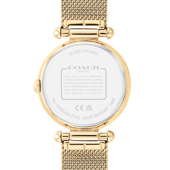 Ladiesâ Coach Cary Multi-Color Crystal Gond-Tone IP Mesh Watch and Bracelet Set (Model: 14000112)