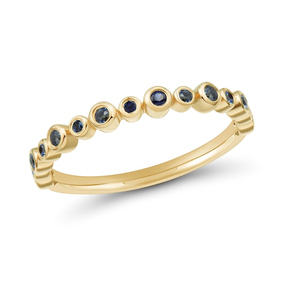 Blue Sapphire Bezel-Set Alternating Band in 10K Gold