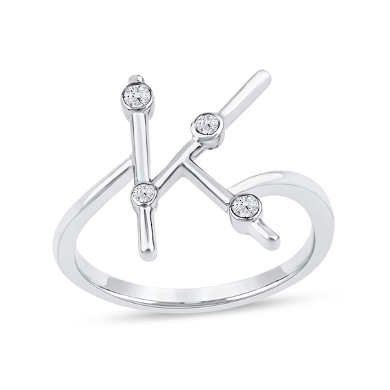 1/10 CT. T.w. Certified Lab-Grown Diamond Bubbles Letter "K" Ring in Sterling Silver (F/Vs2)