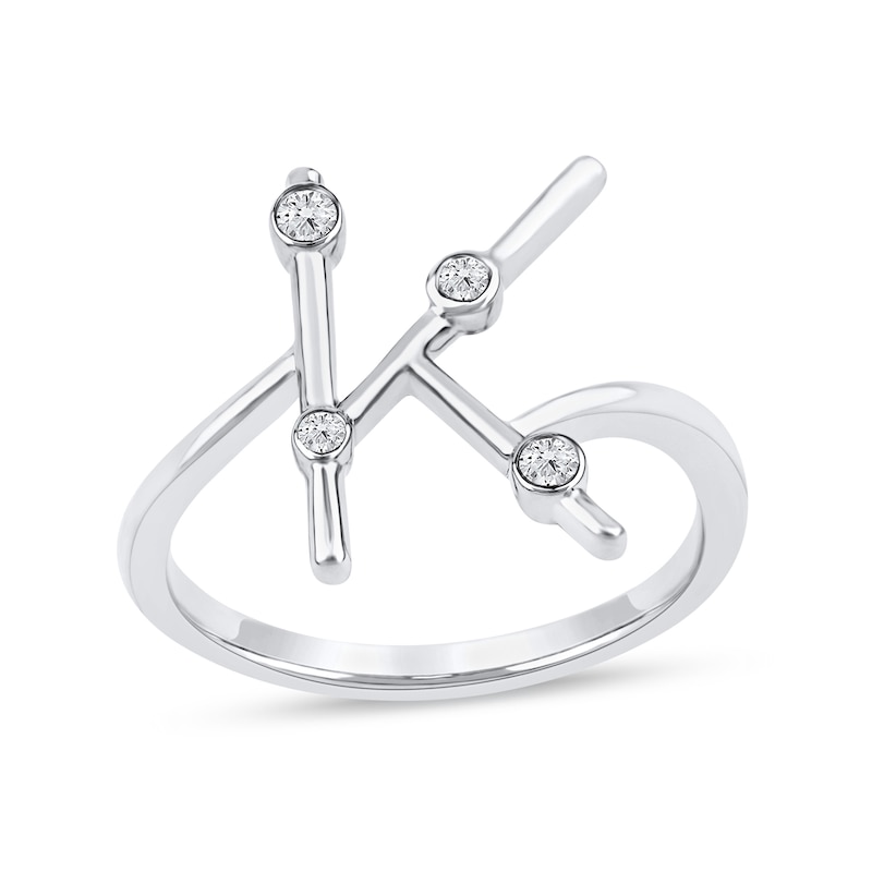 Main Image 1 of 1/10 CT. T.W. Certified Lab-Grown Diamond Bubbles Letter "K" Ring in Sterling Silver (F/VS2)
