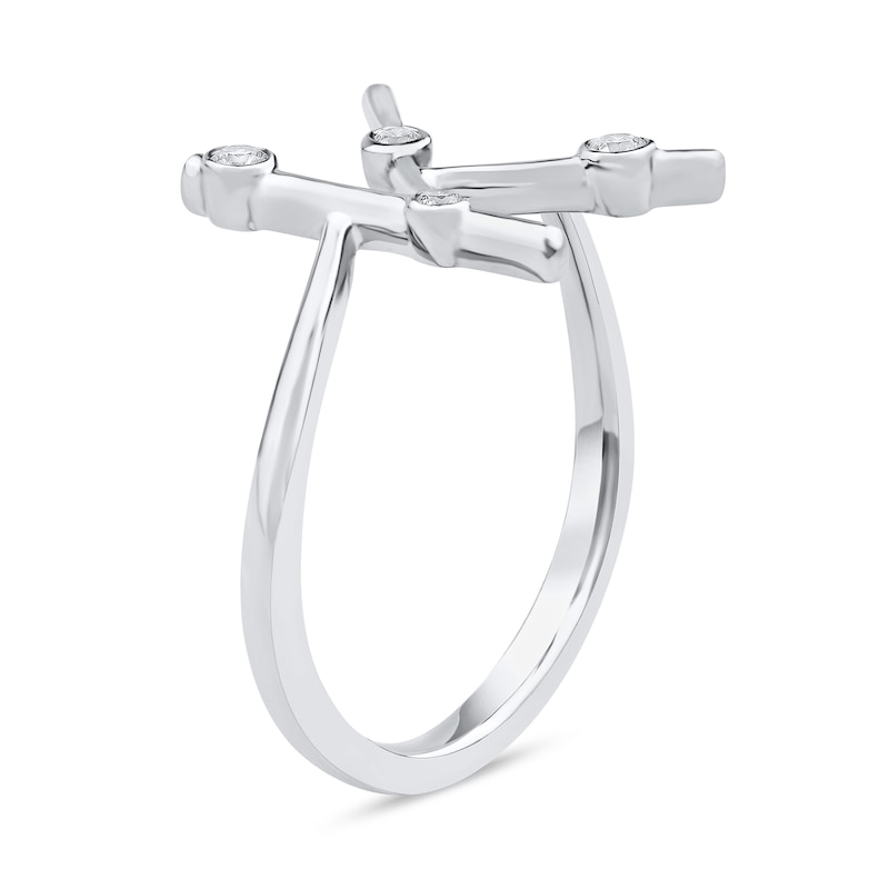 Main Image 2 of 1/10 CT. T.W. Certified Lab-Grown Diamond Bubbles Letter "K" Ring in Sterling Silver (F/VS2)