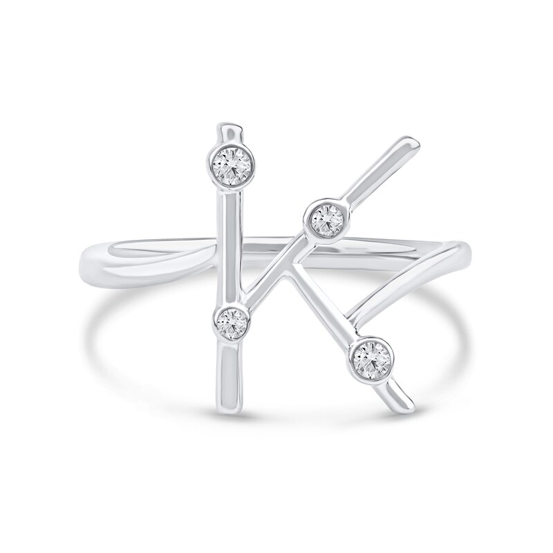 Main Image 3 of 1/10 CT. T.W. Certified Lab-Grown Diamond Bubbles Letter "K" Ring in Sterling Silver (F/VS2)