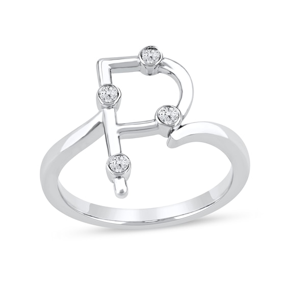 1/10 CT. T.w. Certified Lab-Grown Diamond Bubbles Letter "P" Ring in Sterling Silver (F/Vs2)