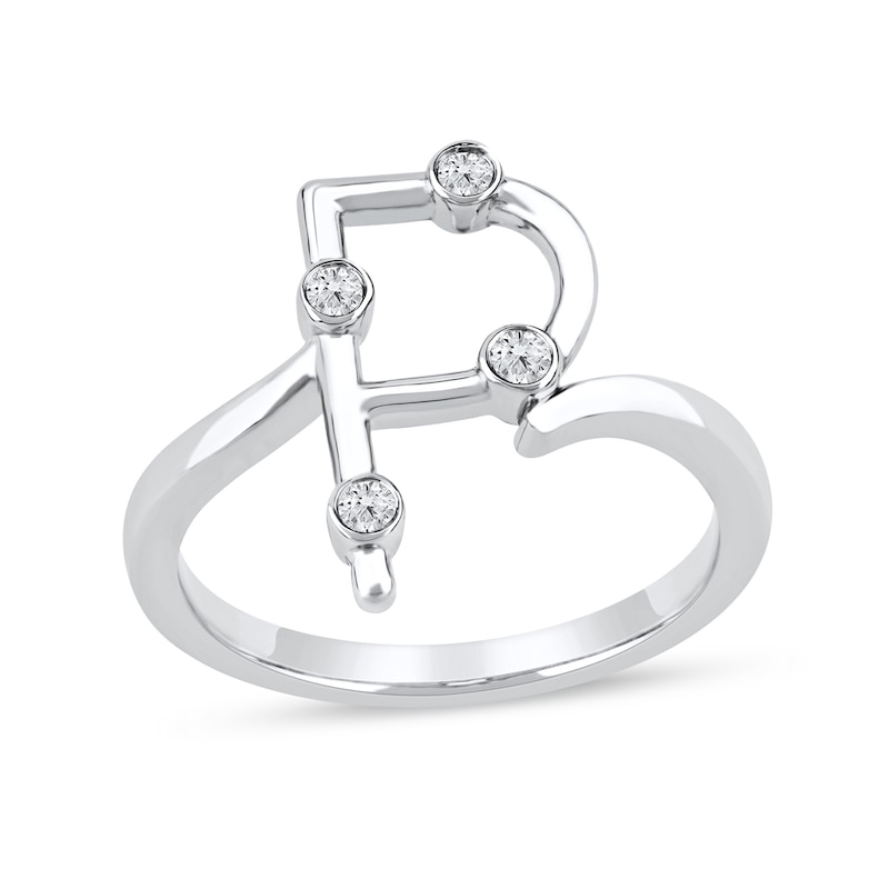 Main Image 1 of 1/10 CT. T.W. Lab-Grown Diamond Bubbles Letter "P" Ring in Sterling Silver (F/VS2)