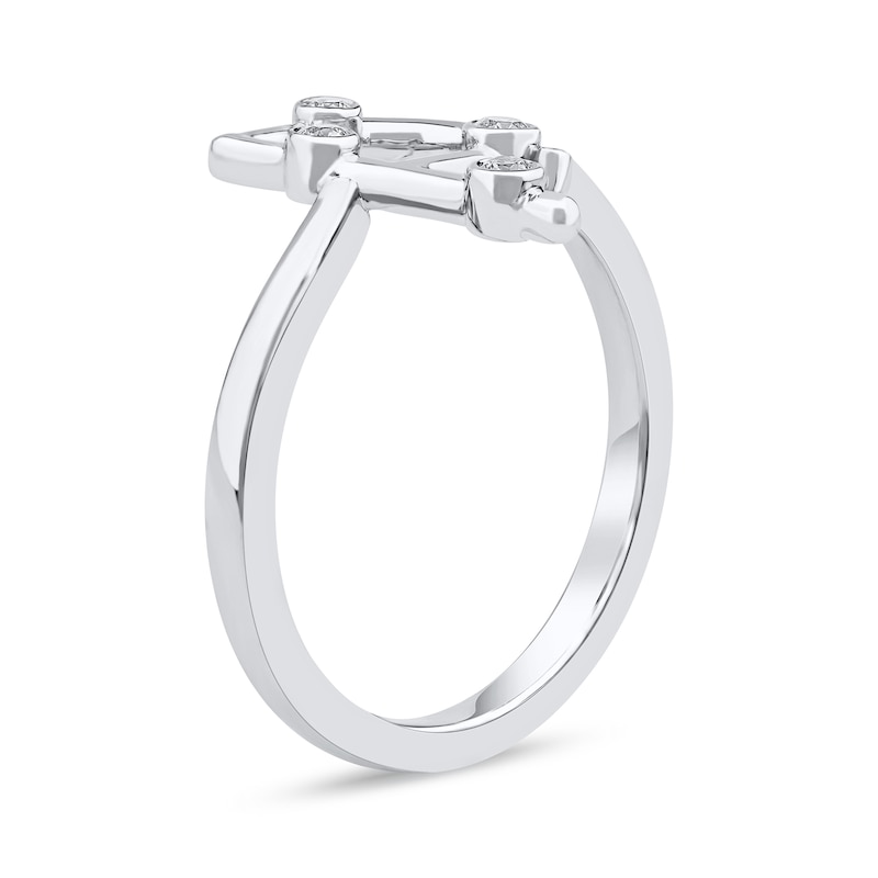 Main Image 2 of 1/10 CT. T.W. Lab-Grown Diamond Bubbles Letter "P" Ring in Sterling Silver (F/VS2)