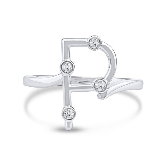 1/10 CT. T.w. Certified Lab-Grown Diamond Bubbles Letter "P" Ring in Sterling Silver (F/Vs2)