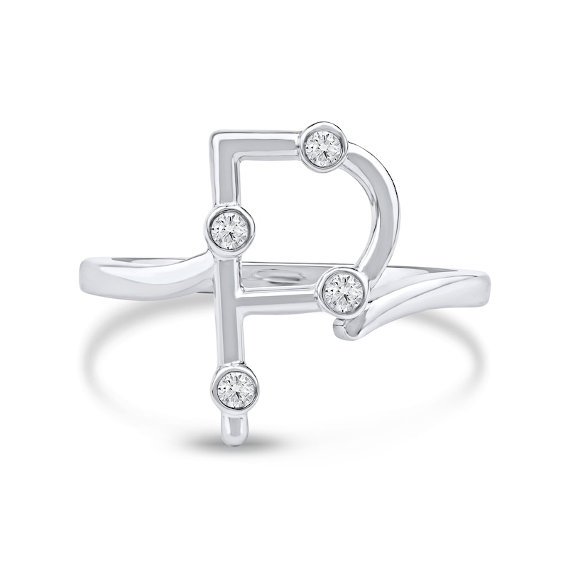Main Image 3 of 1/10 CT. T.W. Lab-Grown Diamond Bubbles Letter "P" Ring in Sterling Silver (F/VS2)