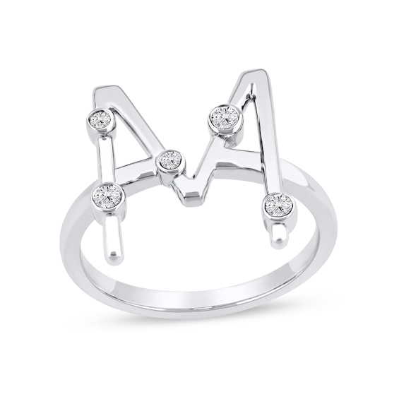 1/8 CT. T.w. Certified Lab-Grown Diamond Bubbles Letter "M" Ring in Sterling Silver (F/Vs2)