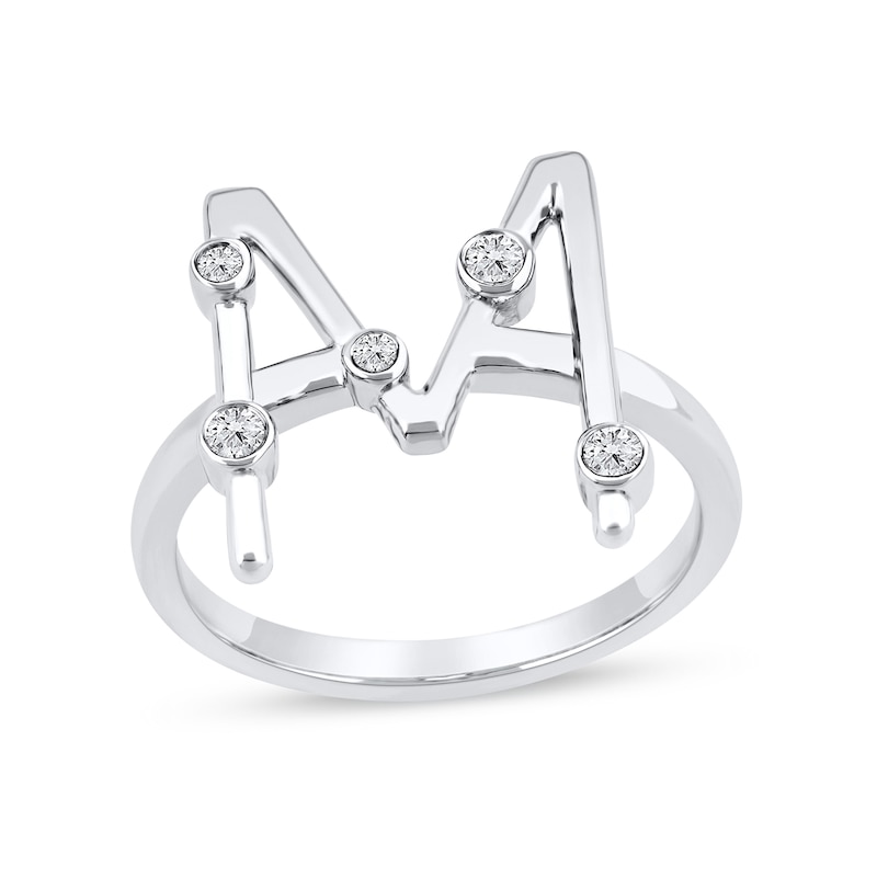 Main Image 1 of 1/8 CT. T.W. Certified Lab-Grown Diamond Bubbles Letter "M" Ring in Sterling Silver (F/VS2)
