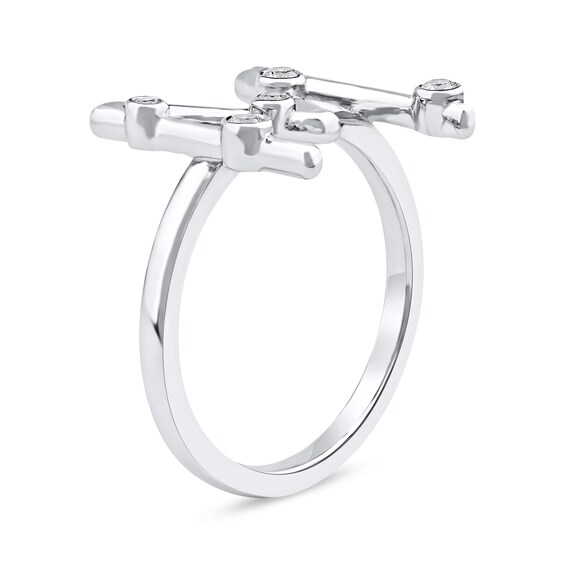 1/8 CT. T.w. Certified Lab-Grown Diamond Bubbles Letter "M" Ring in Sterling Silver (F/Vs2)