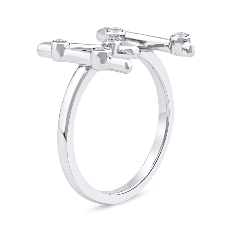 Main Image 2 of 1/8 CT. T.W. Certified Lab-Grown Diamond Bubbles Letter "M" Ring in Sterling Silver (F/VS2)