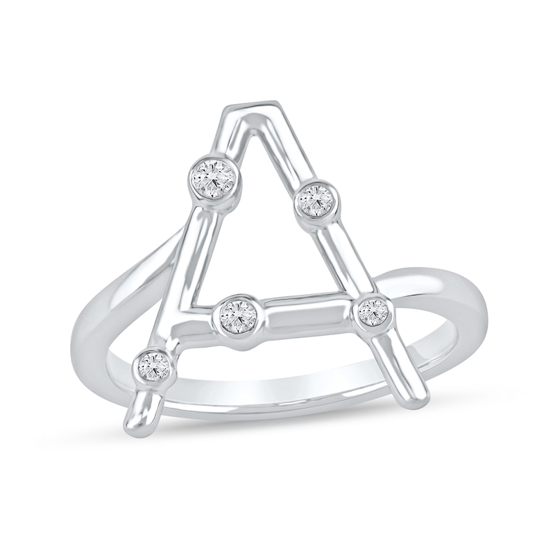 Main Image 1 of 1/10 CT. T.W. Certified Lab-Grown Diamond Bubbles Letter "A" Ring in Sterling Silver (F/VS2)