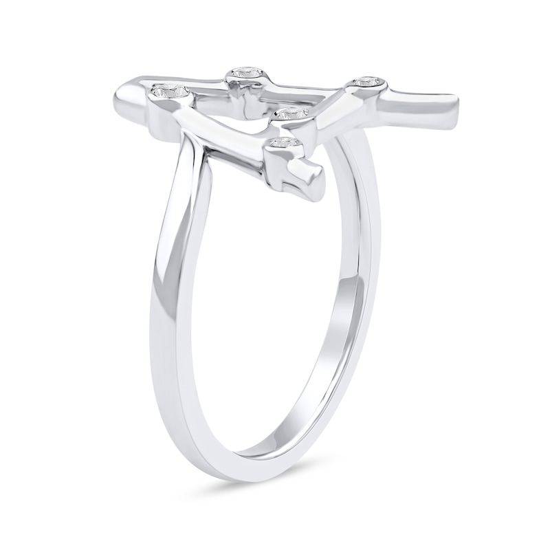 Main Image 2 of 1/10 CT. T.W. Certified Lab-Grown Diamond Bubbles Letter "A" Ring in Sterling Silver (F/VS2)