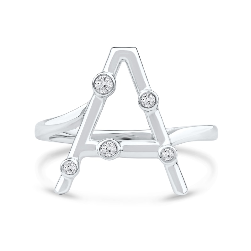 Main Image 3 of 1/10 CT. T.W. Certified Lab-Grown Diamond Bubbles Letter "A" Ring in Sterling Silver (F/VS2)