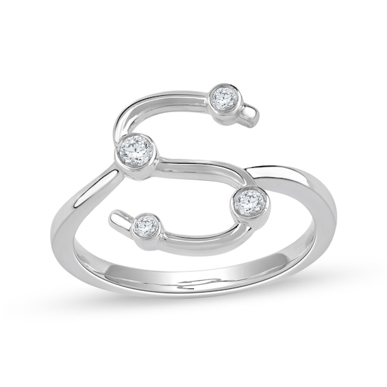 1/8 CT. T.w. Certified Lab-Grown Diamond Bubbles Letter "S" Ring in Sterling Silver (F/Vs2)