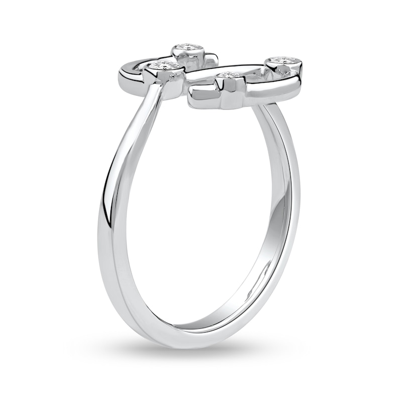 Main Image 2 of 1/8 CT. T.W. Certified Lab-Grown Diamond Bubbles Letter "S" Ring in Sterling Silver (F/VS2)
