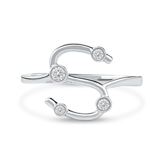 1/8 CT. T.w. Certified Lab-Grown Diamond Bubbles Letter "S" Ring in Sterling Silver (F/Vs2)