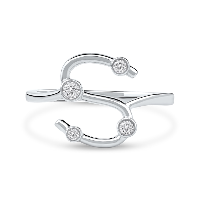 Main Image 3 of 1/8 CT. T.W. Certified Lab-Grown Diamond Bubbles Letter "S" Ring in Sterling Silver (F/VS2)