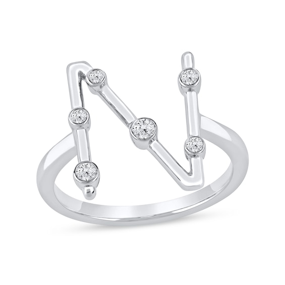 1/8 CT. T.w. Certified Lab-Grown Diamond Bubbles Letter "N" Ring in Sterling Silver (F/Vs2)