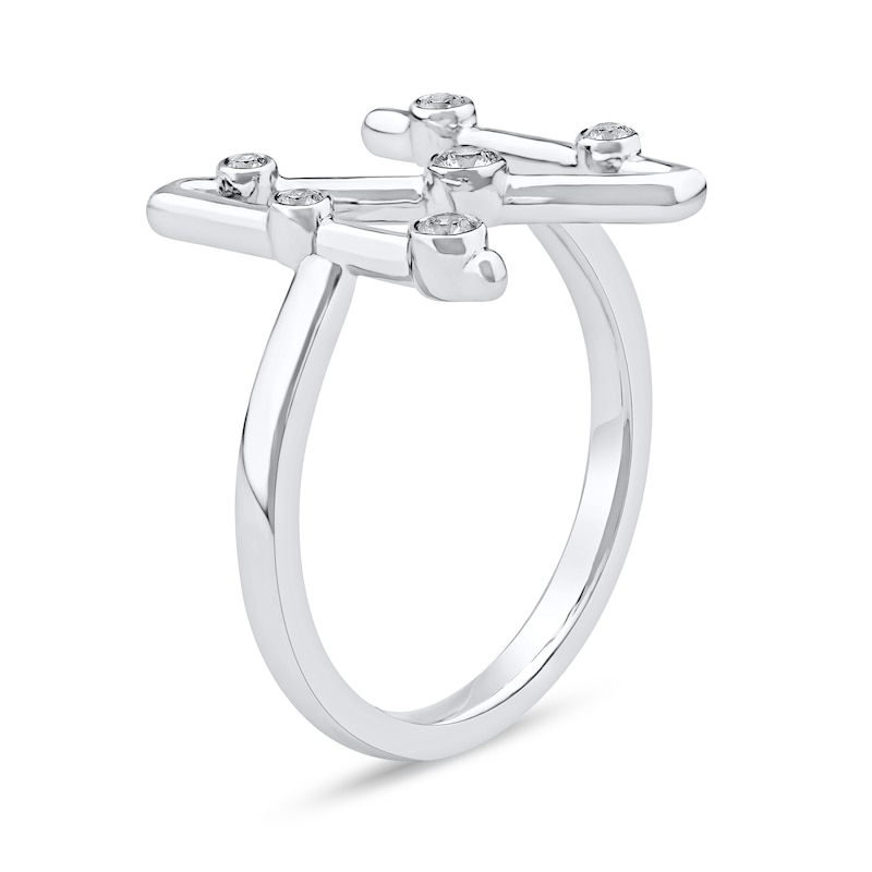 Main Image 2 of 1/8 CT. T.W. Certified Lab-Grown Diamond Bubbles Letter "N" Ring in Sterling Silver (F/VS2)