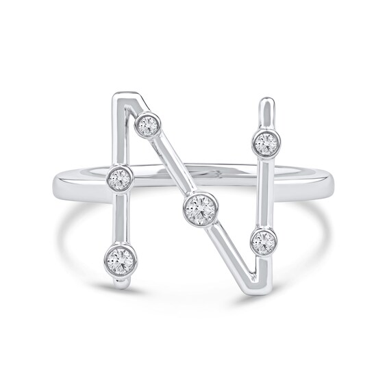 1/8 CT. T.w. Certified Lab-Grown Diamond Bubbles Letter "N" Ring in Sterling Silver (F/Vs2)