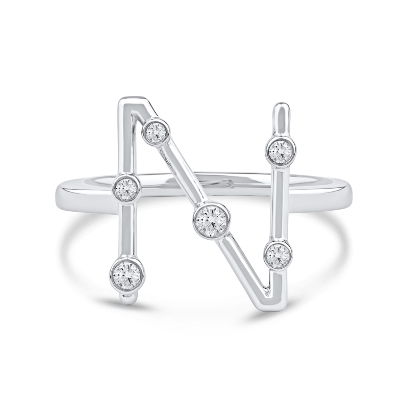 Main Image 3 of 1/8 CT. T.W. Certified Lab-Grown Diamond Bubbles Letter "N" Ring in Sterling Silver (F/VS2)