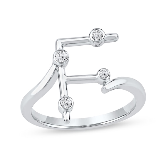 1/10 CT. T.w. Certified Lab-Grown Diamond Bubbles Letter "F" Ring in Sterling Silver (F/Vs2)