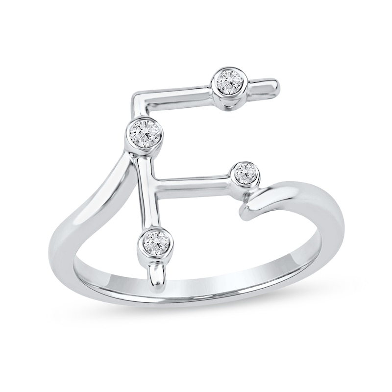 Main Image 1 of 1/10 CT. T.W. Certified Lab-Grown Diamond Bubbles Letter "F" Ring in Sterling Silver (F/VS2)