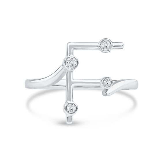1/10 CT. T.w. Certified Lab-Grown Diamond Bubbles Letter "F" Ring in Sterling Silver (F/Vs2)