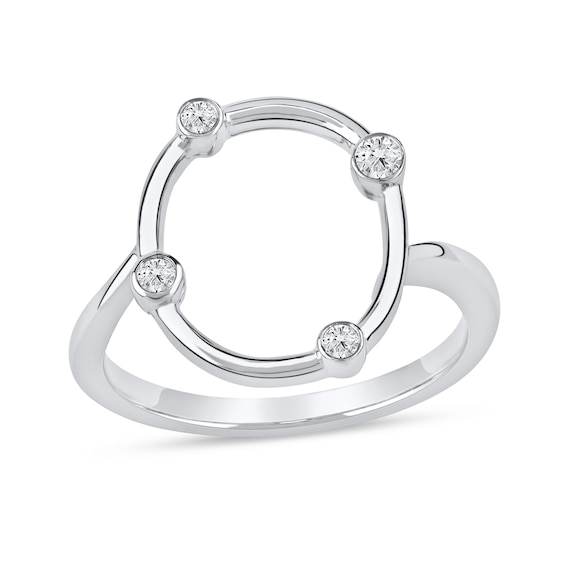 1/10 CT. T.w. Certified Lab-Grown Diamond Bubbles Letter "O" Ring in Sterling Silver (F/Vs2)