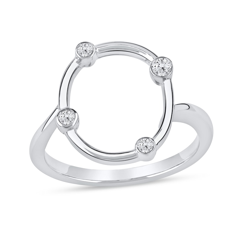Main Image 1 of 1/10 CT. T.W. Certified Lab-Grown Diamond Bubbles Letter "O" Ring in Sterling Silver (F/VS2)