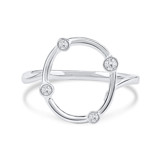 1/10 CT. T.w. Certified Lab-Grown Diamond Bubbles Letter "O" Ring in Sterling Silver (F/Vs2)