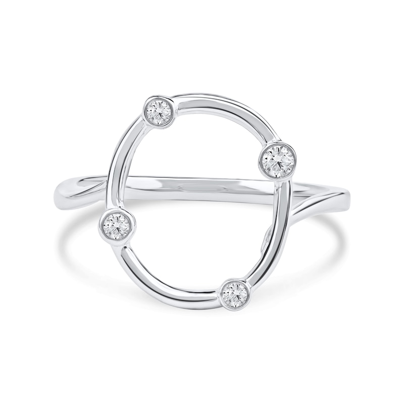 Main Image 3 of 1/10 CT. T.W. Certified Lab-Grown Diamond Bubbles Letter "O" Ring in Sterling Silver (F/VS2)