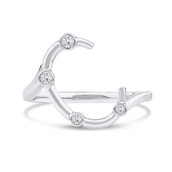 1/10 CT. T.w. Certified Lab-Grown Diamond Bubbles Letter "C" Ring in Sterling Silver (F/Vs2)