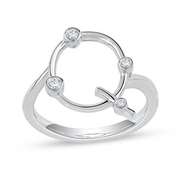 1/8 CT. T.W. Certified Lab-Grown Diamond Bubbles Letter "Q" Ring in Sterling Silver (F/VS2)