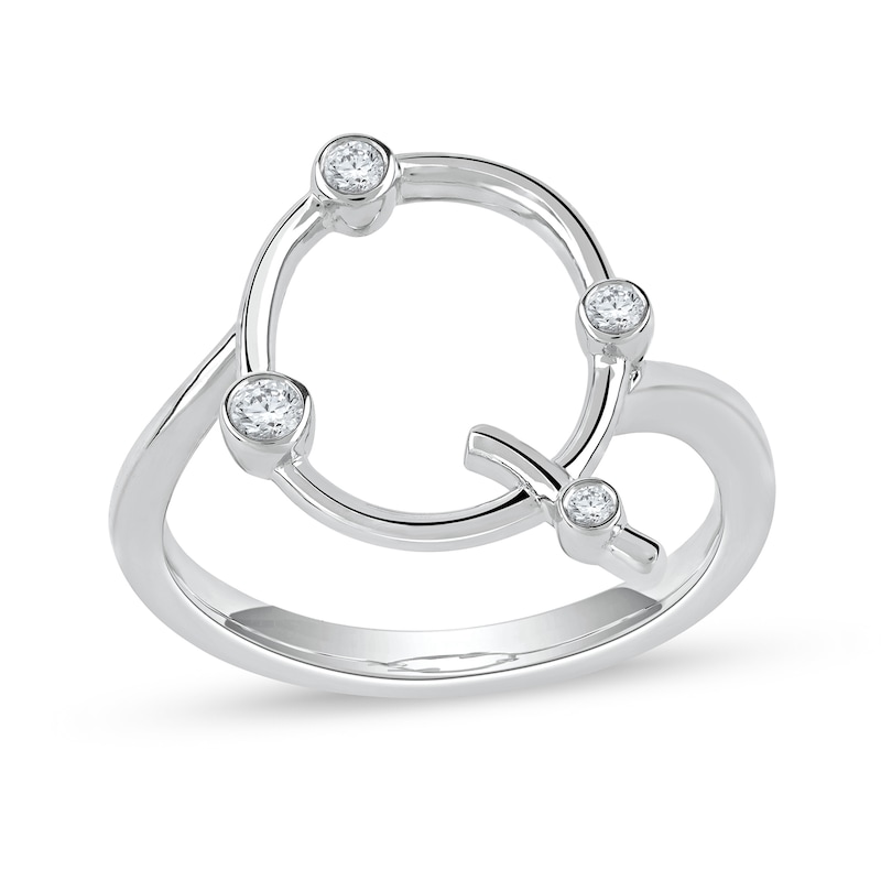 Main Image 1 of 1/8 CT. T.W. Certified Lab-Created Diamond Bubbles Letter "Q" Ring in Sterling Silver (F/VS2)