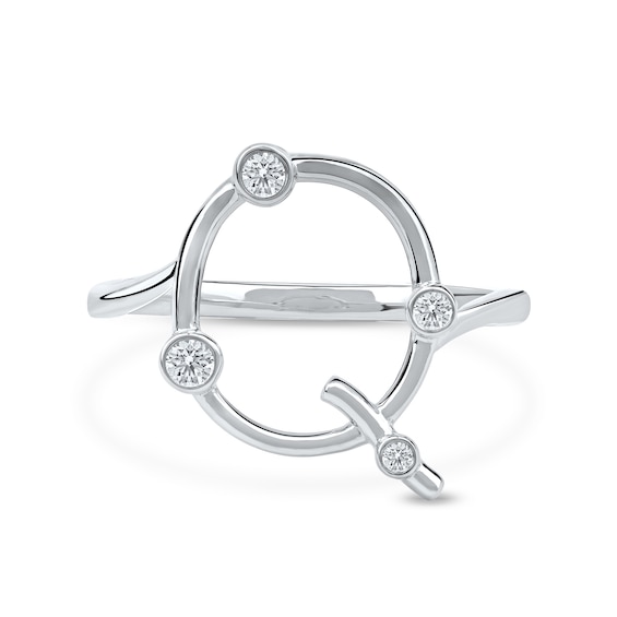 1/8 CT. T.w. Certified Lab-Grown Diamond Bubbles Letter "Q" Ring in Sterling Silver (F/Vs2)
