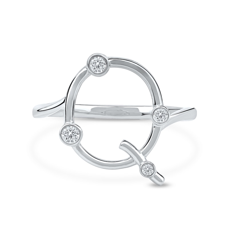 Main Image 3 of 1/8 CT. T.W. Certified Lab-Created Diamond Bubbles Letter "Q" Ring in Sterling Silver (F/VS2)