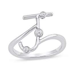 1/10 CT. T.W. Lab-Grown Diamond Bubbles Letter "J" Ring in Sterling Silver (F/VS2)