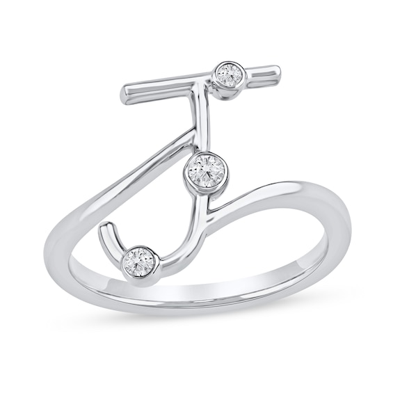 1/10 CT. T.w. Certified Lab-Grown Diamond Bubbles Letter "J" Ring in Sterling Silver (F/Vs2)