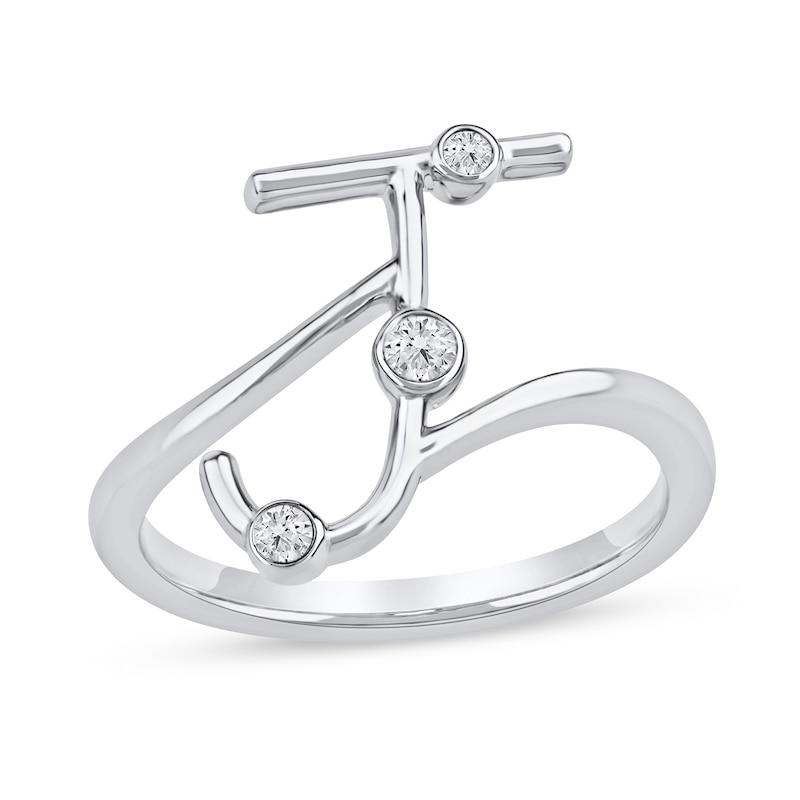 Main Image 1 of 1/10 CT. T.W. Certified Lab-Grown Diamond Bubbles Letter "J" Ring in Sterling Silver (F/VS2)