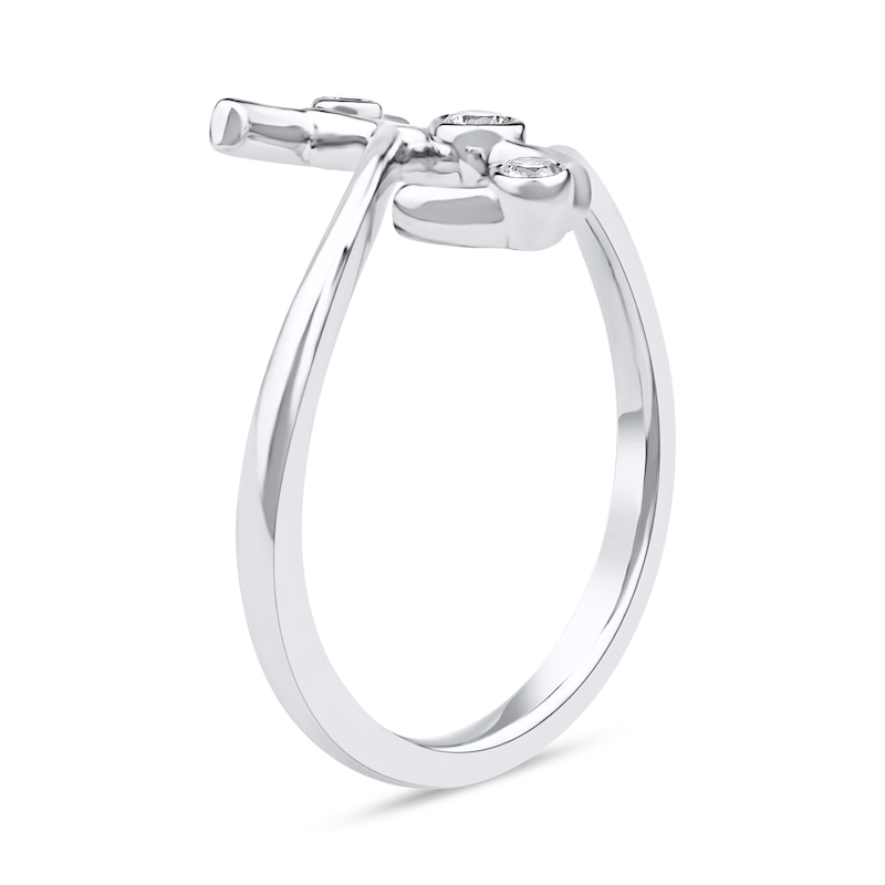 Main Image 2 of 1/10 CT. T.W. Certified Lab-Grown Diamond Bubbles Letter "J" Ring in Sterling Silver (F/VS2)